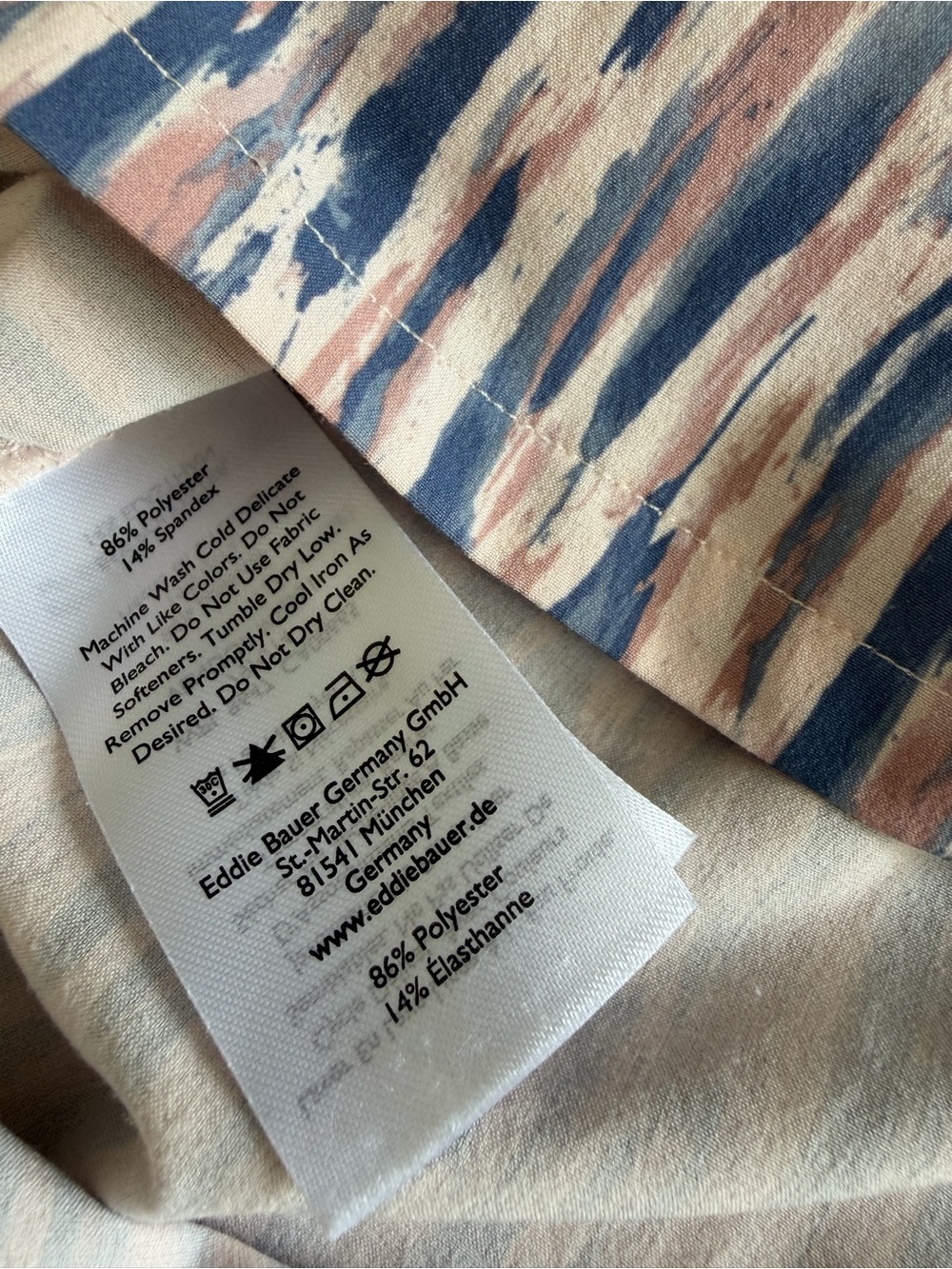 Eddie Bauer Pink & Navy Patterned V-Neck Sleeveless Top Size Large - Picture 9 of 10